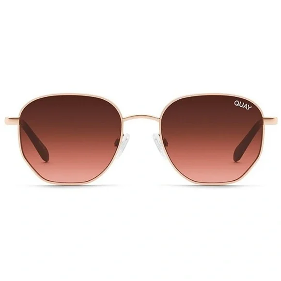QUAY Big Time Sunglasses Rose Gold Frame Brown Pink Gradient  display picture 1
